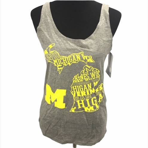 Sideline Apparel  University of Michigan Tank Top, Gray, Yellow, Medium