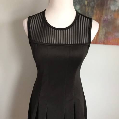 Sans Souci Sheer Top Black Pleated Fit & Flare Scuba mini Dress