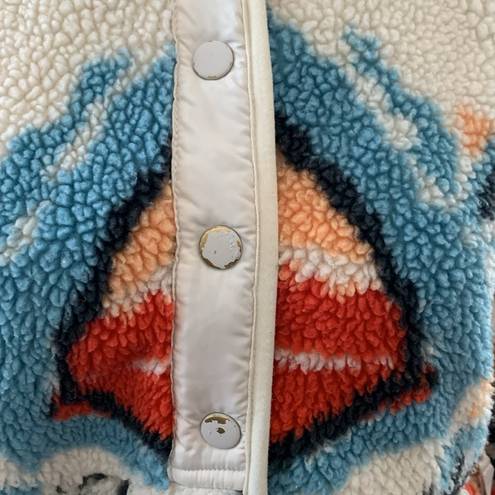 Free People Movement  Hit The Slopes Printed Fleece Jacket Cream Multi Combo