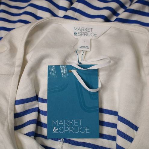 Market & Spruce  Stitch Fix Nautical Striped Midi Dress White & Blue Size L