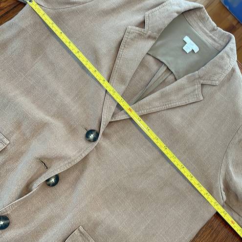 J.Jill  Linen Blend Tan Oversized Blazer Jacket Petite Medium Front Pockets