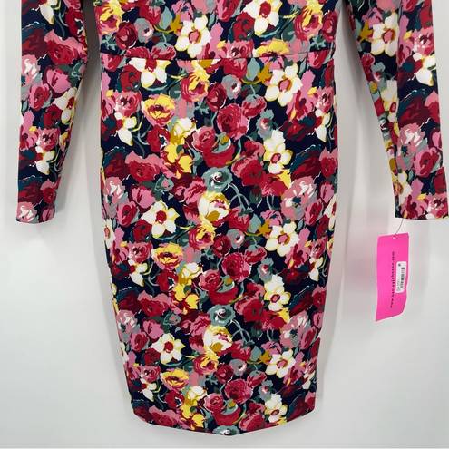 Betsey Johnson Betsy Johnson Floral Printed Scuba Dress Size 2 Long Sleeve Scoop Neck