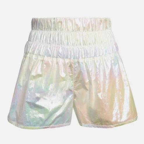 Free People  Movement Way Home Shine Irridescent White Shorts Size Small RARE