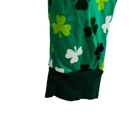 One Piece Snooze Button Shamrock Sleeveless  Pajama Romper Small