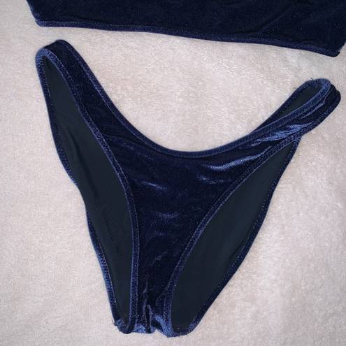 Triangl Women's Small/XS  Camille Navy Blue Italian Velvet Bikini Set