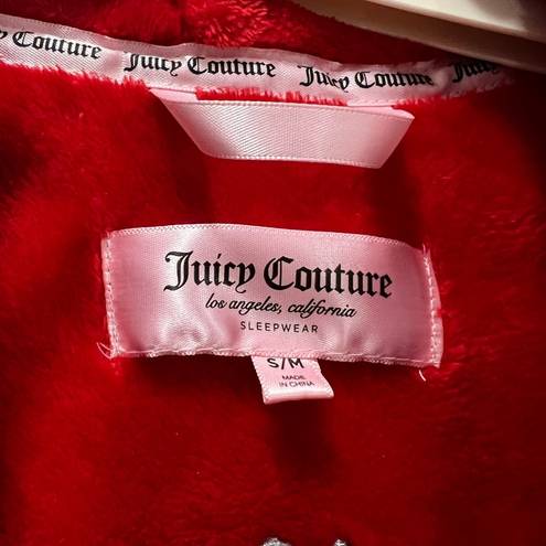 Juicy Couture  Red Plush Embroidered Robe Size S/M