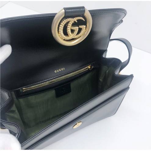 Gucci  GG Azalea Ring Black Leather Timeless Shoulder Bag