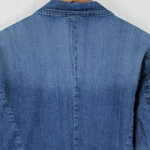 St. John’s Bay St. Johns Bay Women XL Denim Blazer Jacket Stretch Retro Hippie Minimalist