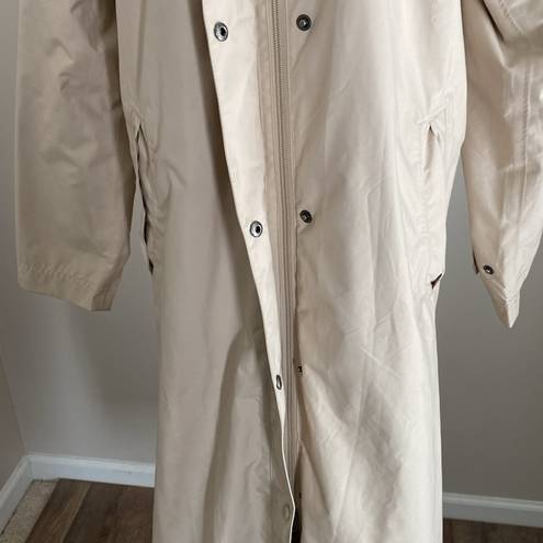 L.L.Bean  Full Length Long Hooded Khaki Trench Raincoat Size S