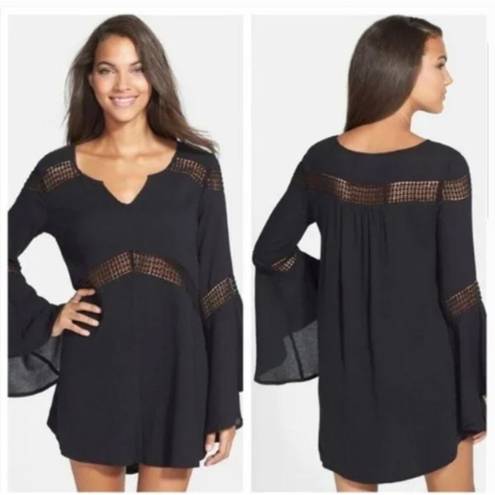 l*space L* Bloomfield Swim Cover Up Tunic Cotton Dress Black Size Large Beach Pool