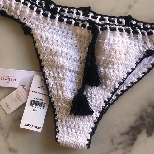 PilyQ NWT  bikini bottoms Large white crochet teeny