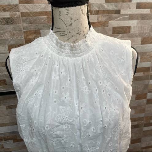 Laundry by Shelli Segal  White Eyelet Cotton Layered Tiered Sleeveless Dress XL