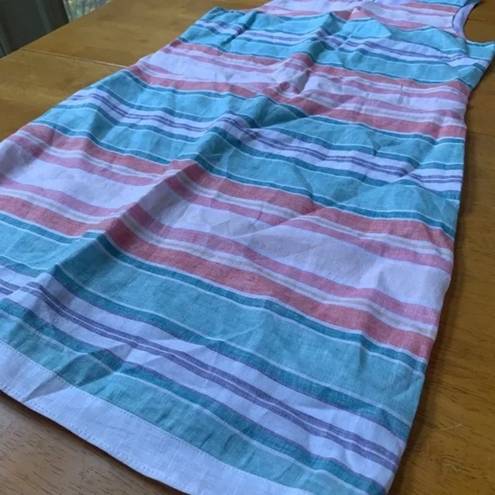 Krass&co Island  Linen Tank Dress Summer Travel Pastel color striped, Size XS