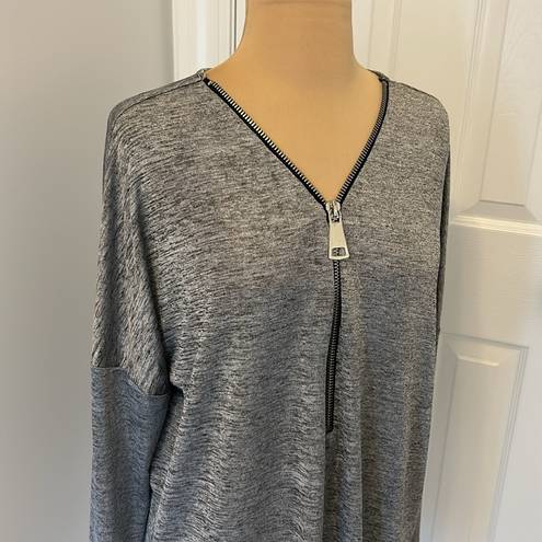 Joseph Ribkoff  Heather Gray Half Zip Top