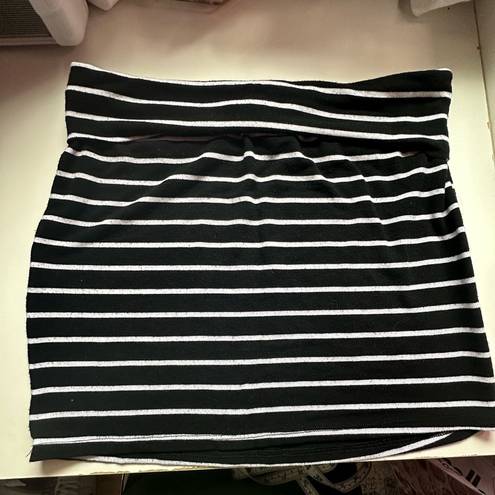 L8ter striped fold over mini skirt