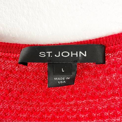 St. John  Red Wool Blend Open Knit Tank Top, Size Large