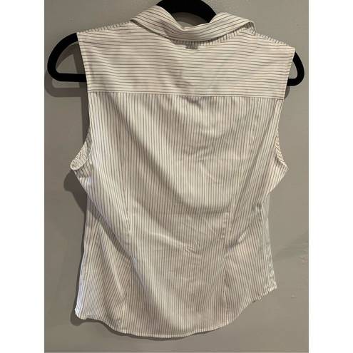 Calvin Klein  Sleeveless Blouse-NEW Medium White/Blu Pinstriped Ret$60