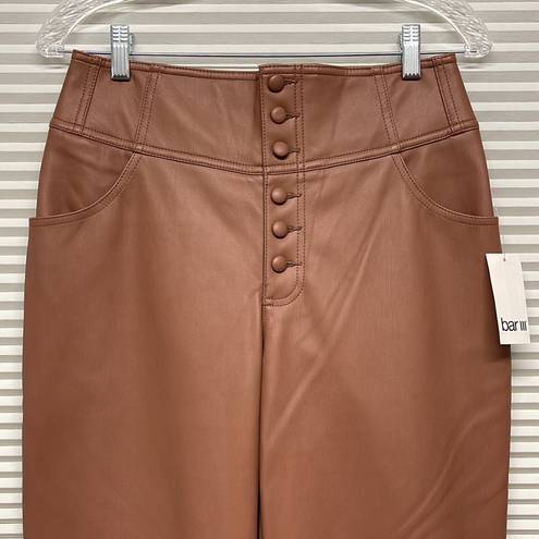 Bar III  NWT Clove Spice Faux-Leather High Waist Button-Fly Ankle Pants Size 6