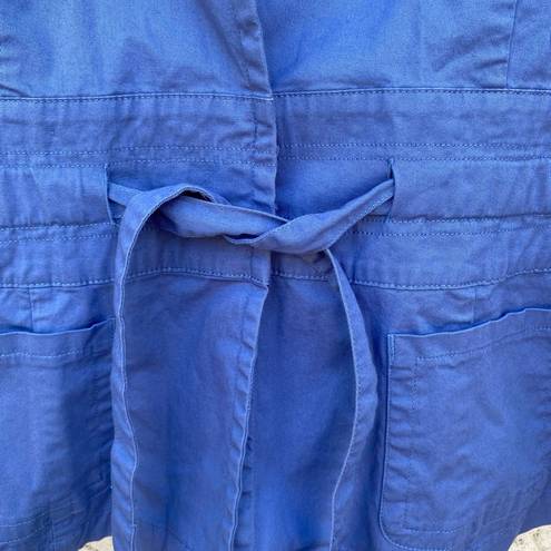 Coldwater Creek  Size 14 Blue Jacket Cotton Spandex Blend Tie Waist Snaps Basic
