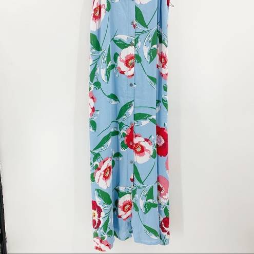 Gibson New  The Motherchic Al Fresco Blue Floral Summer Midi Dress Size SP