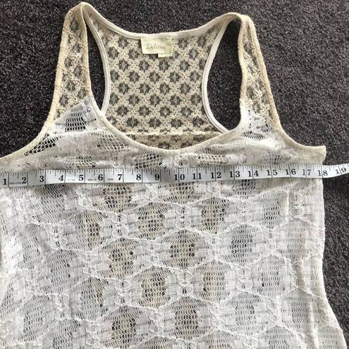 Deletta ANTHROPOLOGIE  Sleeveless Knit Top Ivory Mesh Lace Tank Medium