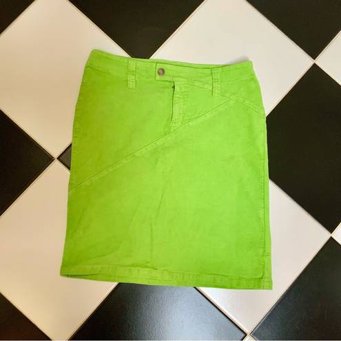 United Colors Of Benetton Vintage Y2K  Neon Lime Green Corduroy Pencil Skirt sz L