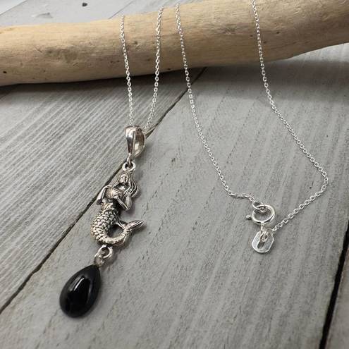 Onyx Mermaid Black  Sterling Silver Necklace