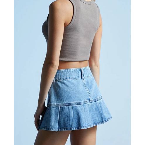 PacSun Medium Blue Pleated Low Rise Denim Skirt In Size 24