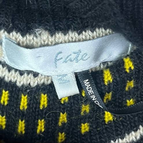 FATE. Boutique Black Red & Yellow Stripe Knit Cropped Waterfall Cardigan M