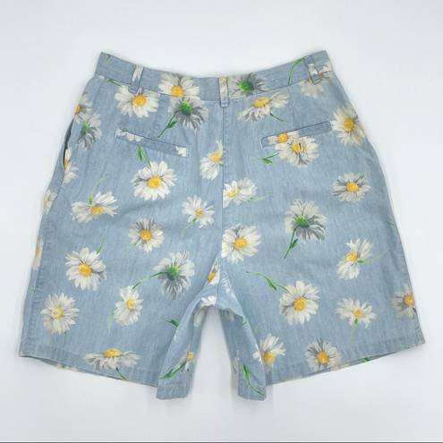 Daisy Vintage  Shorts‎ Summer Blue High Waisted Floral Flowers Cotton Petite