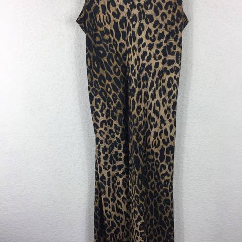 ALLSAINTS  Hera Leopard Print Satin Sleeveless Midi Slip Dress Medium