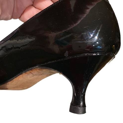 Manolo Blahnik  Patent Leather Pointed Toe Pumps Kitten Heel Black Women Size 6