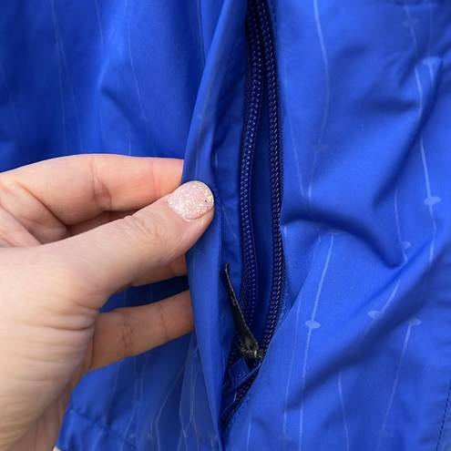 Lole  Blue Windbreaker Lightweight Rain Jacket with Hood Adjustable Zip Pockets