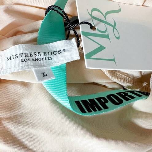 Mistress Rocks  Don’t Stop Beige Stretch Jersey High Neck Maxi Dress size Large