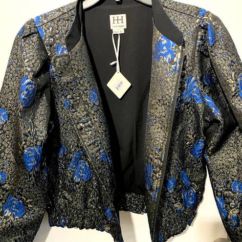 Haute Hippie  Ruth Metallic Floral Brocade Bomber Jacket - size XL