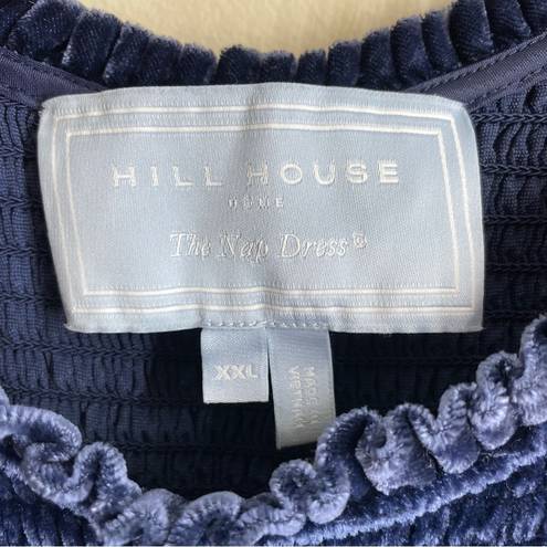 Hill House  The Louisa Nap Dress Smocked Navy Blue Velvet Ruffle Midi Dress XXL