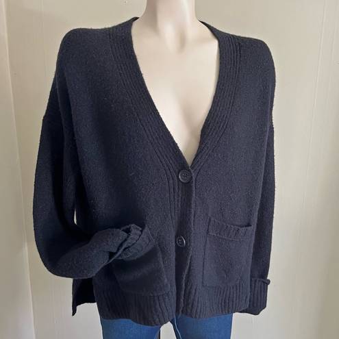 J.Crew black relaxed fit cardigan with pockets classic comfy chic