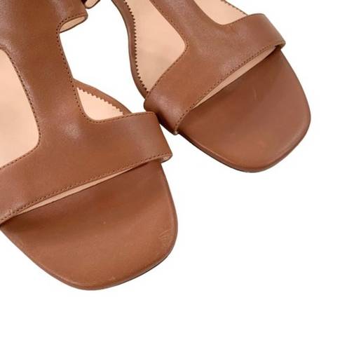 J.Crew  Leather Hazel Cutout Flat Sandals Rich Oak Size 8