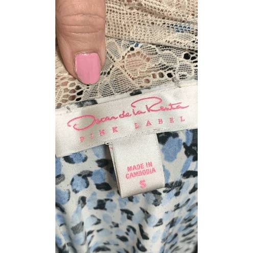 Oscar de la Renta  Pink Label Leopard Chemise Nightgown Size Small