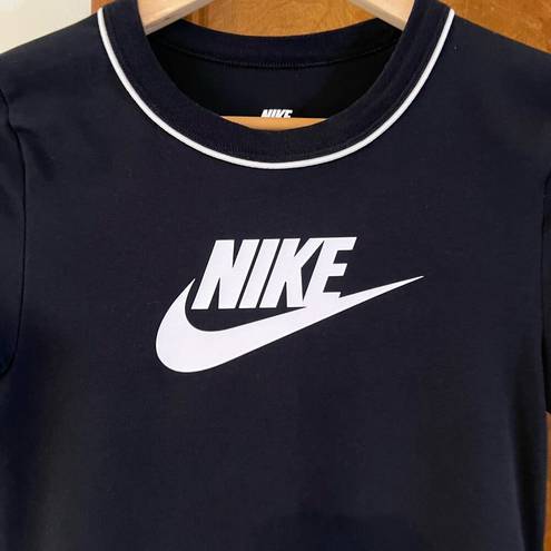 Nike  | Sportswear Heritage Logo Bodysuit Black White Trim Swoosh Crewneck Sz S