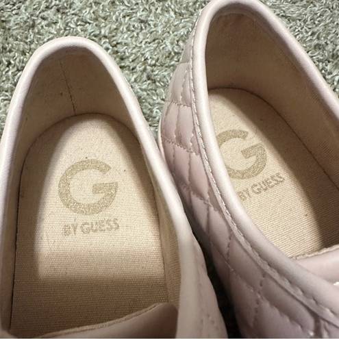 Guess G by  Pink Blush Lace Up Leather Quilted Sneakers Shoes Flats Size 9