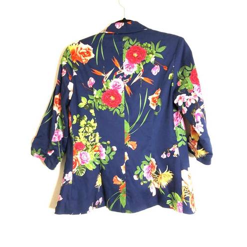 Modcloth  Birds of Paradise Floral Blazer, Navy and Multicolor, Size Small