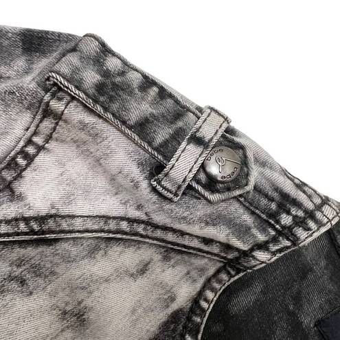 Bebe  Acid Washed Cropped Denim Moto Jacket