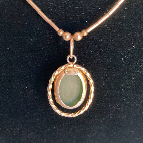 GF Jade pendant necklace marked 1/20 12K  SORRENTO