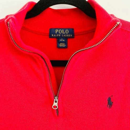 Polo  Ralph Lauren Pullover Sweater L 14-16 Red Valentine Quarter Zip Cotton