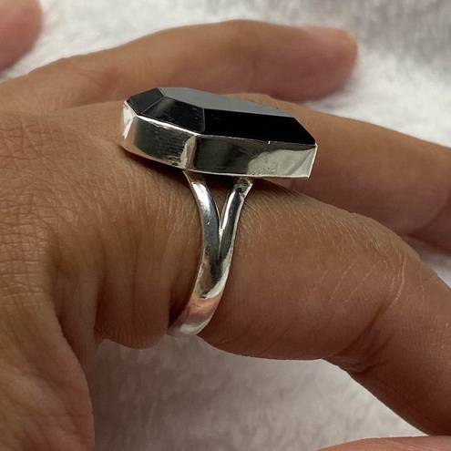 Onyx 925 Silver Natural Black  Gemstone Coffin For Men Woman Ring Size - 8-RGN -785