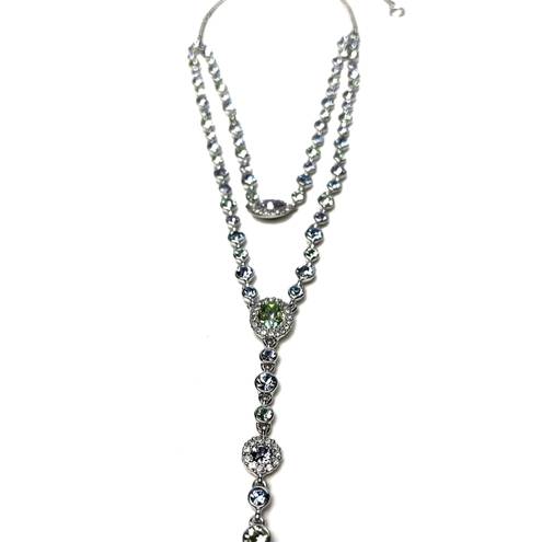 Givenchy | NWT Double Layered Crystal Rhodium Pave Y-Necklace