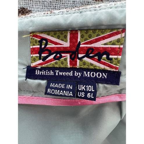 The Moon Boden Wool Skirt Women’s Size 6 British Tweed By Polka Dot Teal Brown