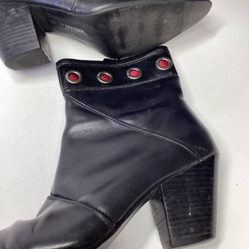 Harley Davidson  leather swagger mid calf grommet moto biker black Boots Size