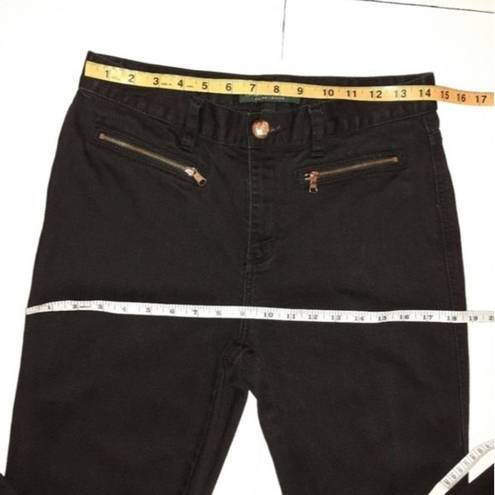 Krass&co Lauren Jeans . Ralph Lauren Black Jeans Golden Zip Front Pockets Size 4